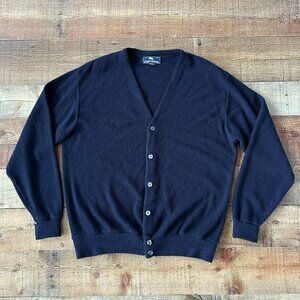 Vintage Steeplechase Button up Navy Blue Cardigan Grandpa Knit Sweater -XL